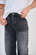 Dark Grey Bleached Jeans