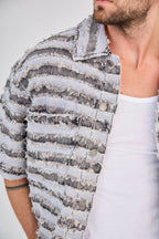 Light Grey Striped Jeans Set