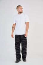 Black Pleated Jeans