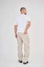 Beige Zip Cargo Pants