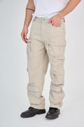 Beige Zip Cargo Pants