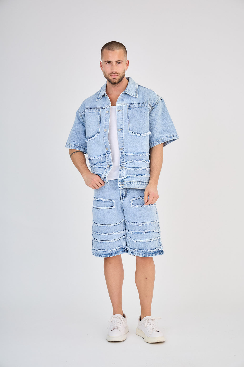 Ensemble Jeans Bleu Patchwork