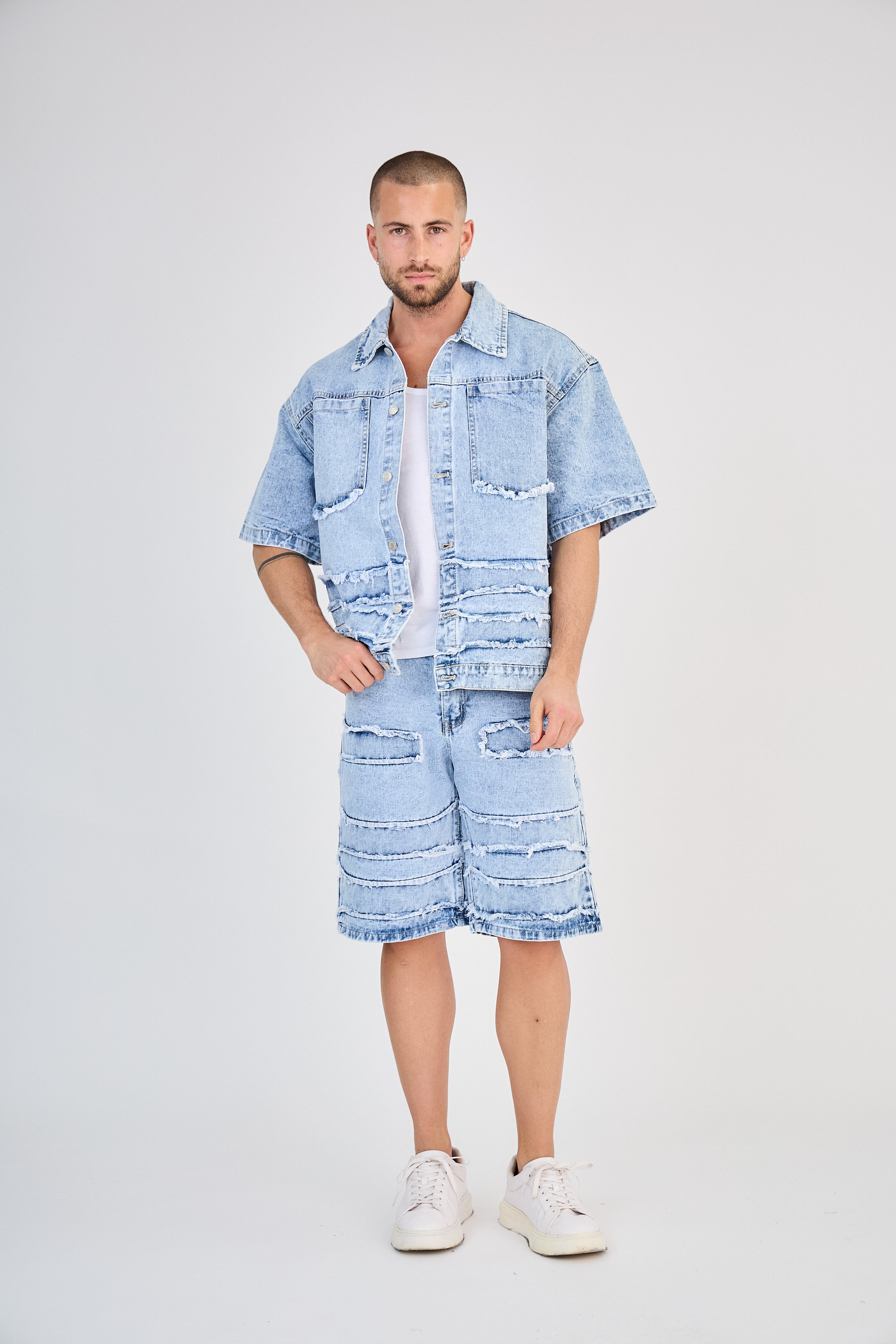 Ensemble Jeans Bleu Patchwork