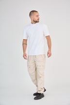 Beige Zip Cargo Pants