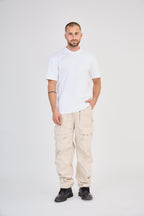 Beige Zip Cargo Pants