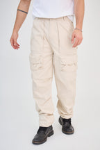 Beige Multi-Pocket Cargo Pants