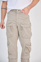 Multi-Pocket Sand Cargo Pants