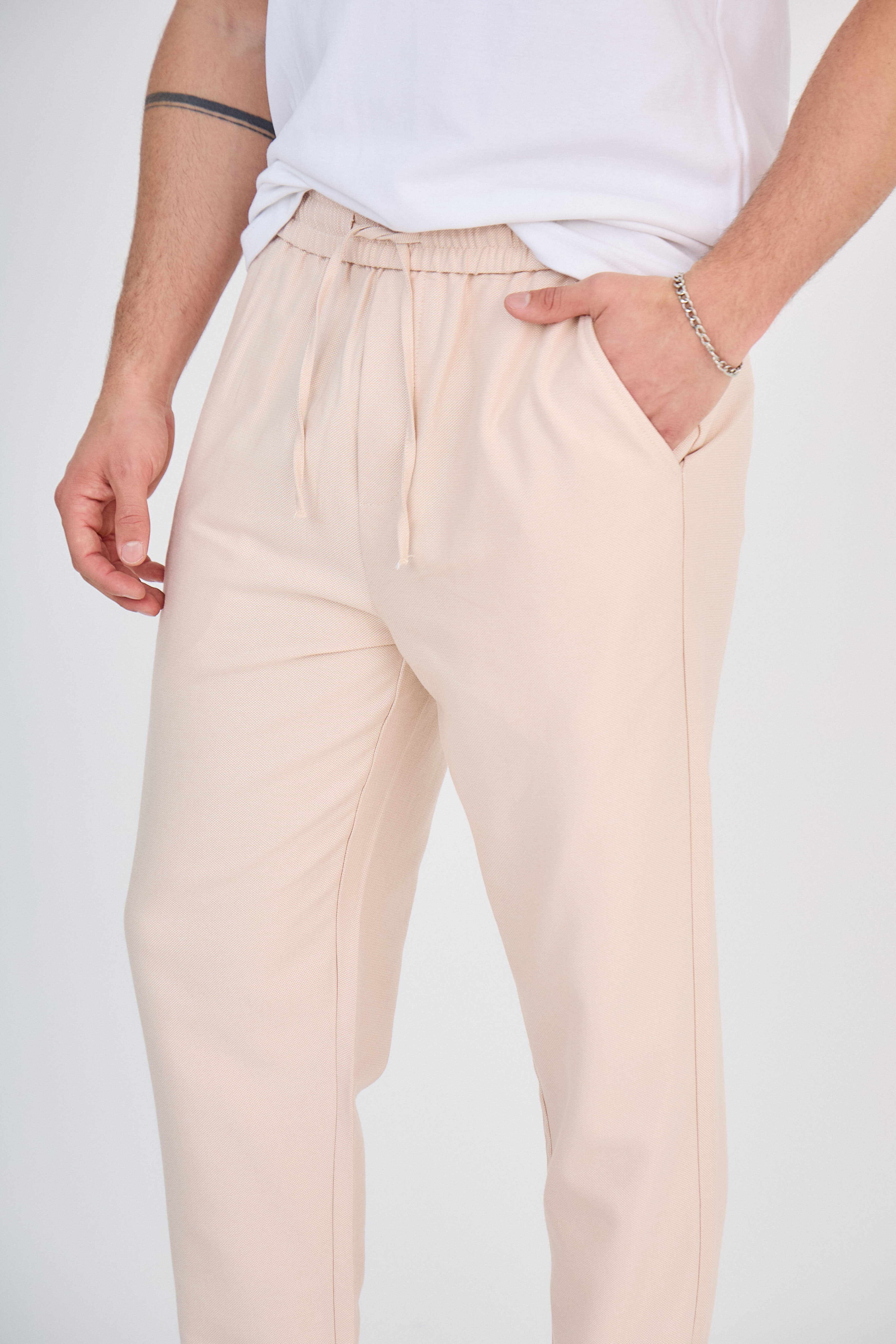 Pantalon en Lin Beige Sable