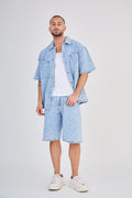 Blue Checkered Jeans Set