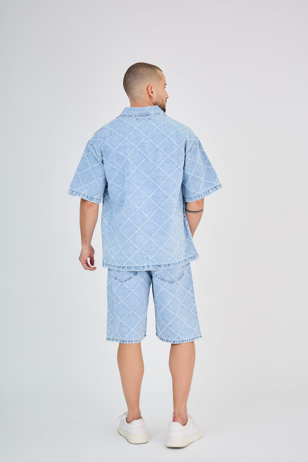 Blue Checkered Jeans Set