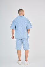 Blue Checkered Jeans Set