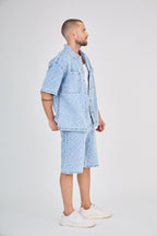 Blue Checkered Jeans Set