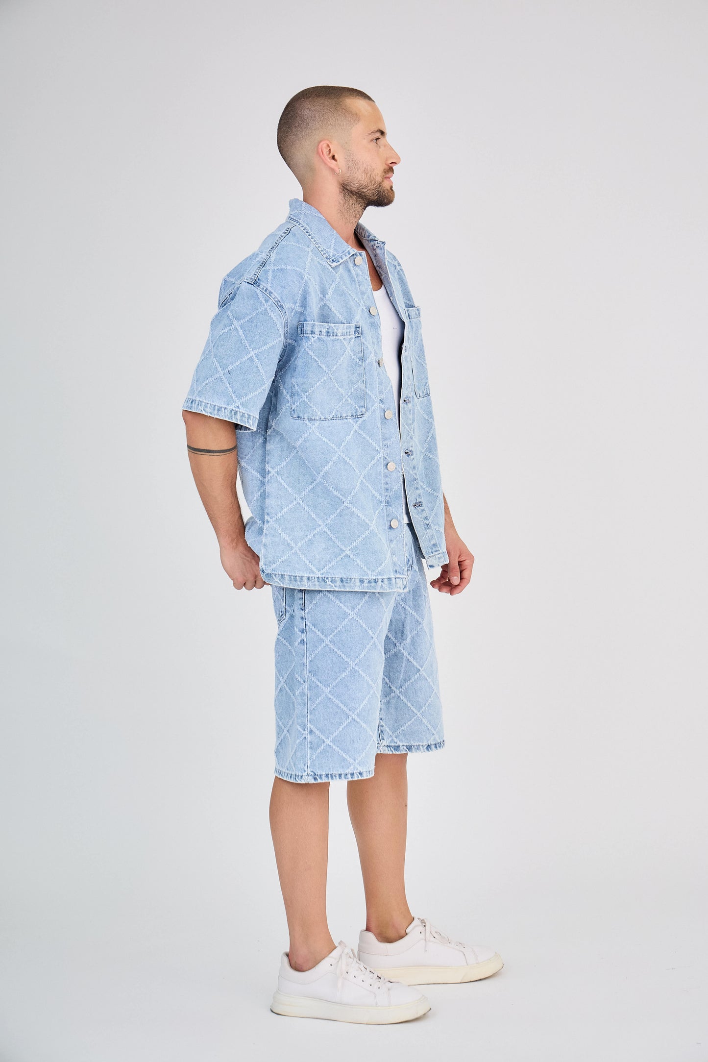 Ensemble Jeans Bleu Carreaux
