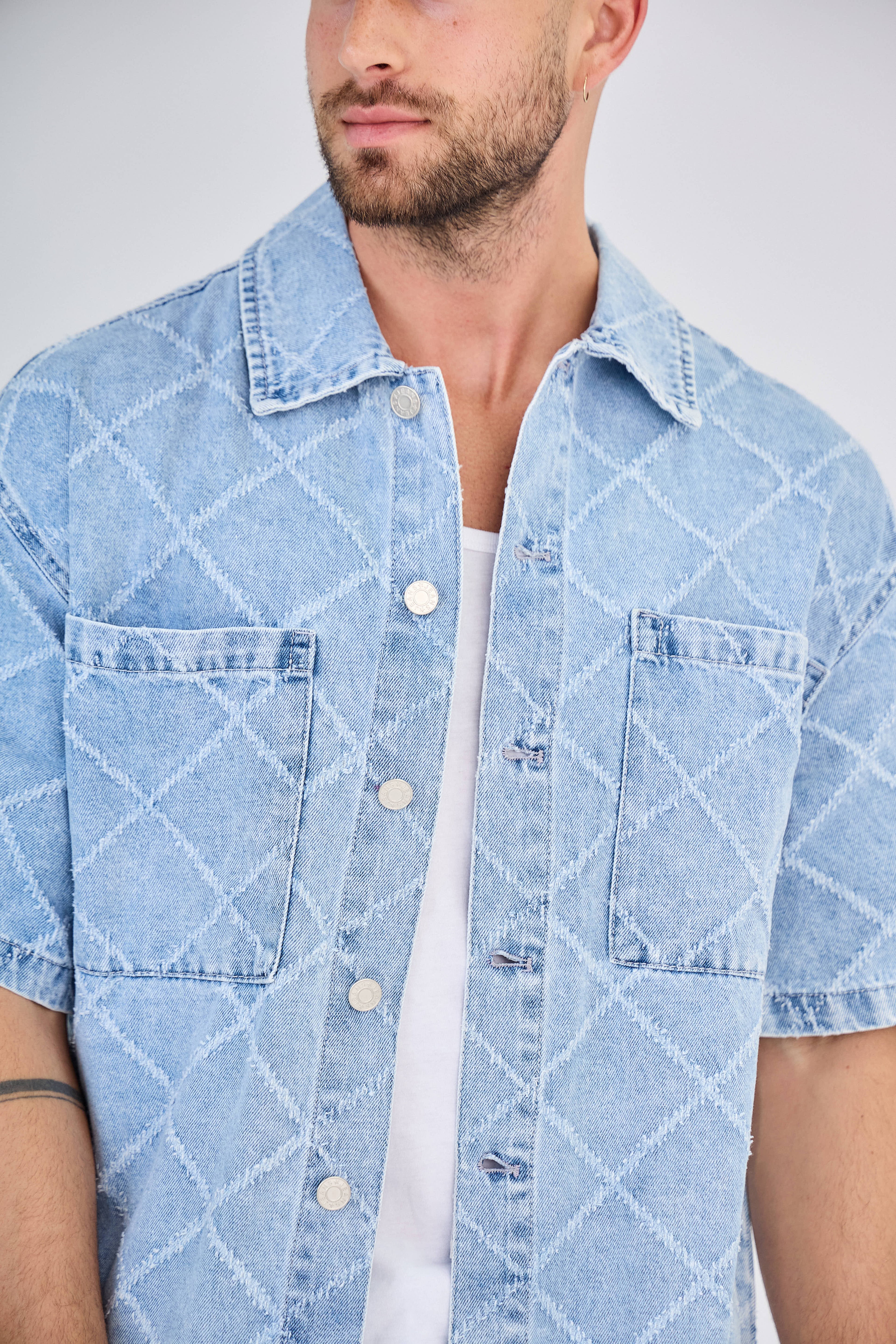 Blue Checkered Jeans Set