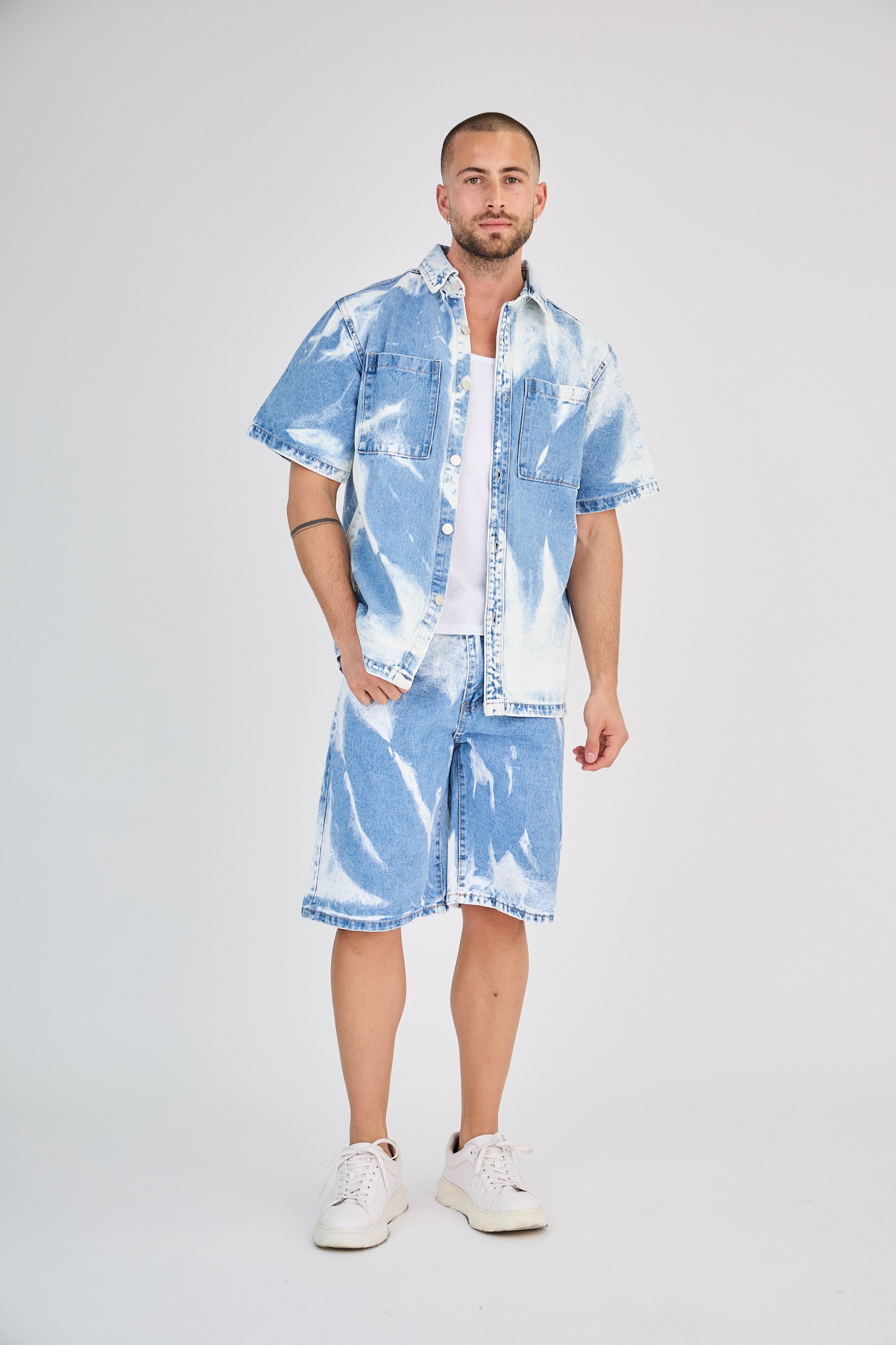 Ensemble Jeans Bleu Effet Délavé