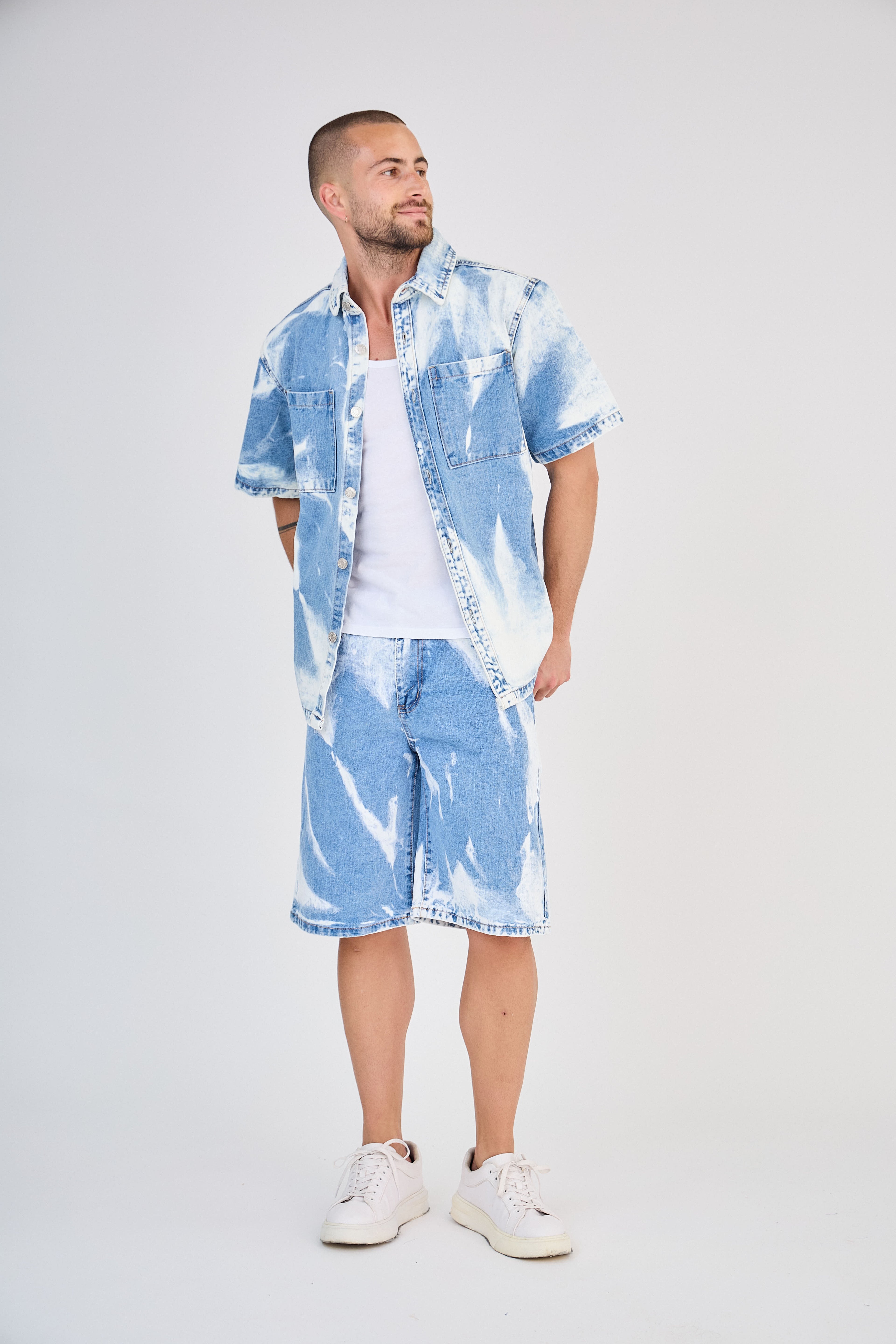 Ensemble Jeans Bleu Effet Délavé