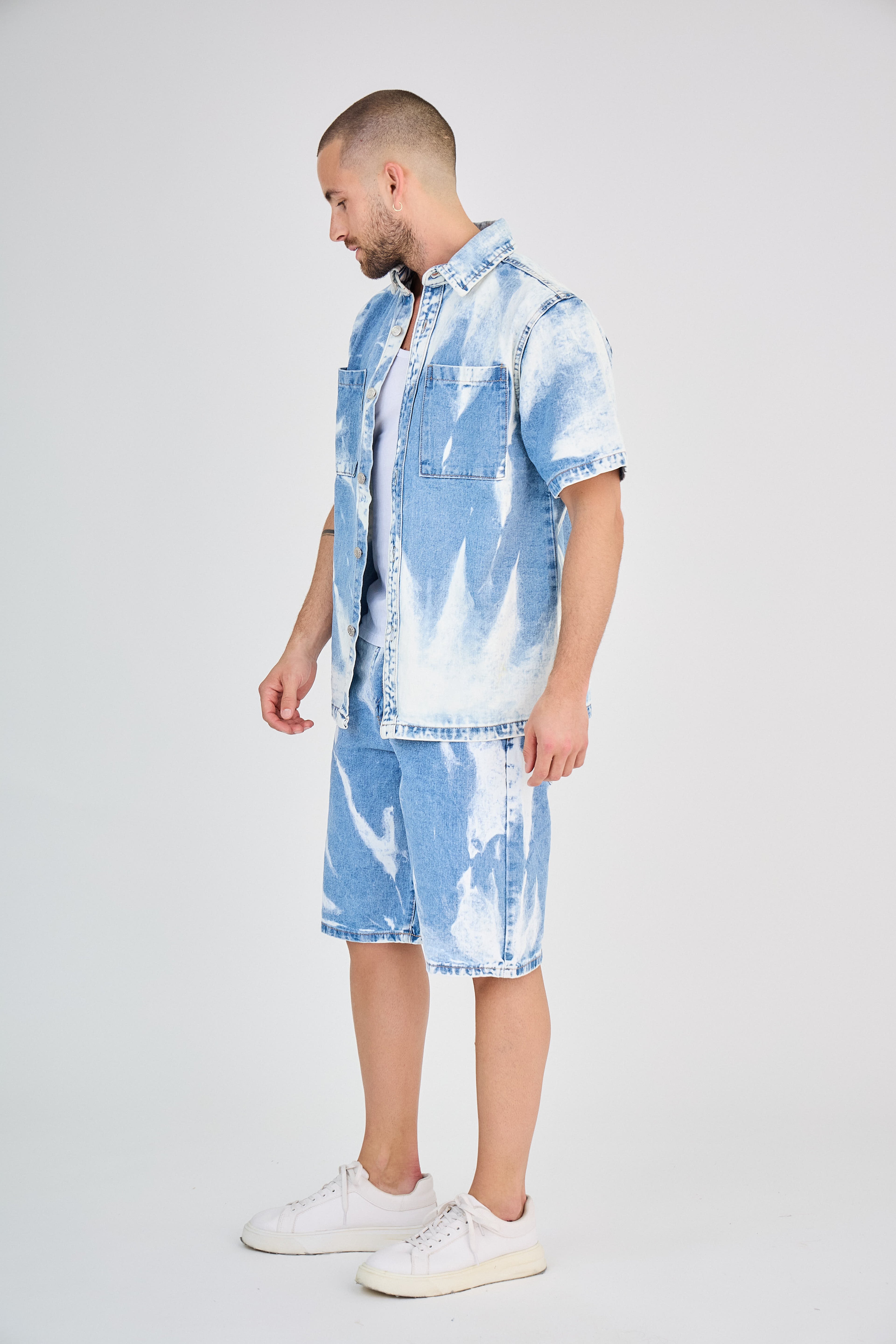 Ensemble Jeans Bleu Effet Délavé