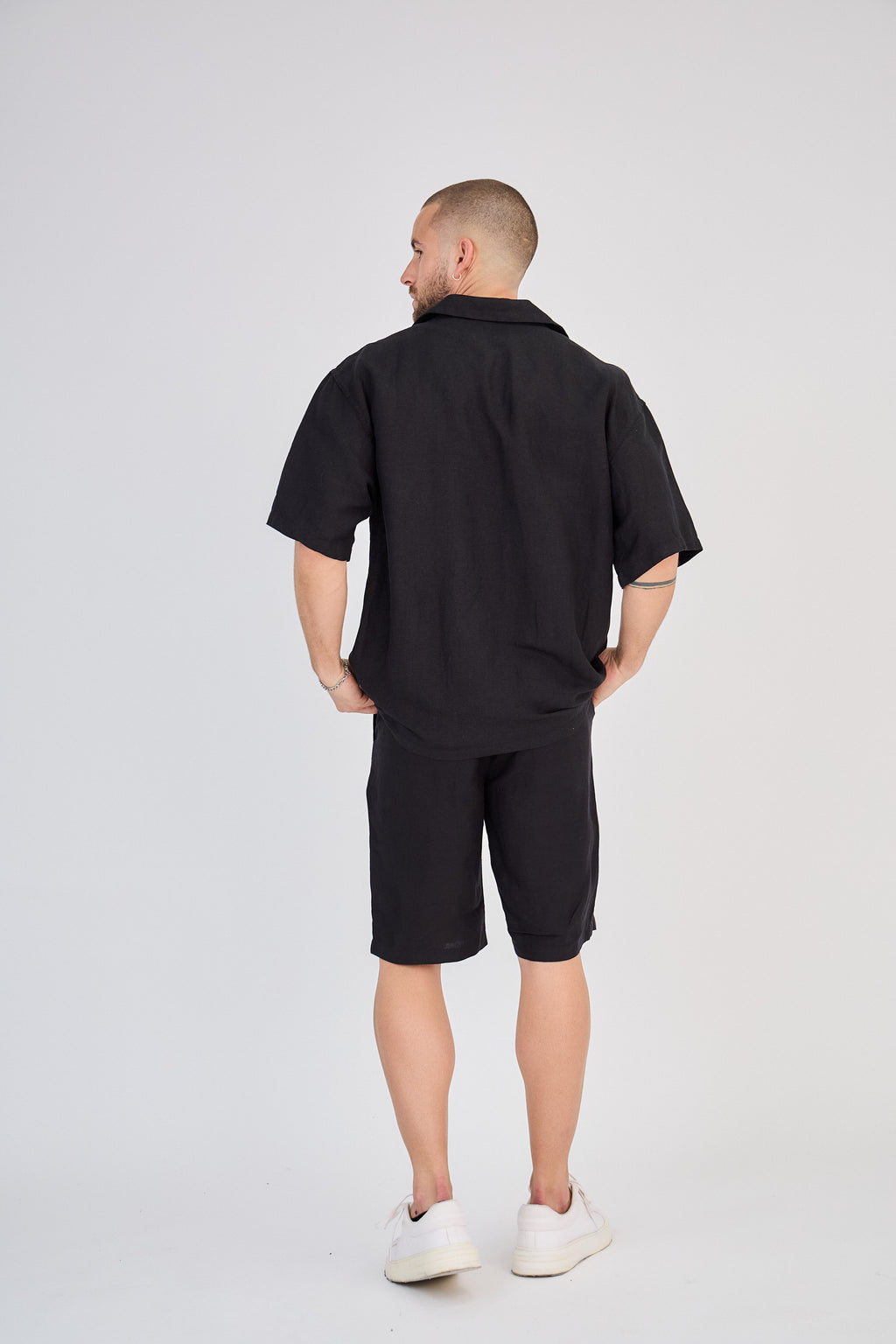 Chemise en Lin Manches Courtes Noir