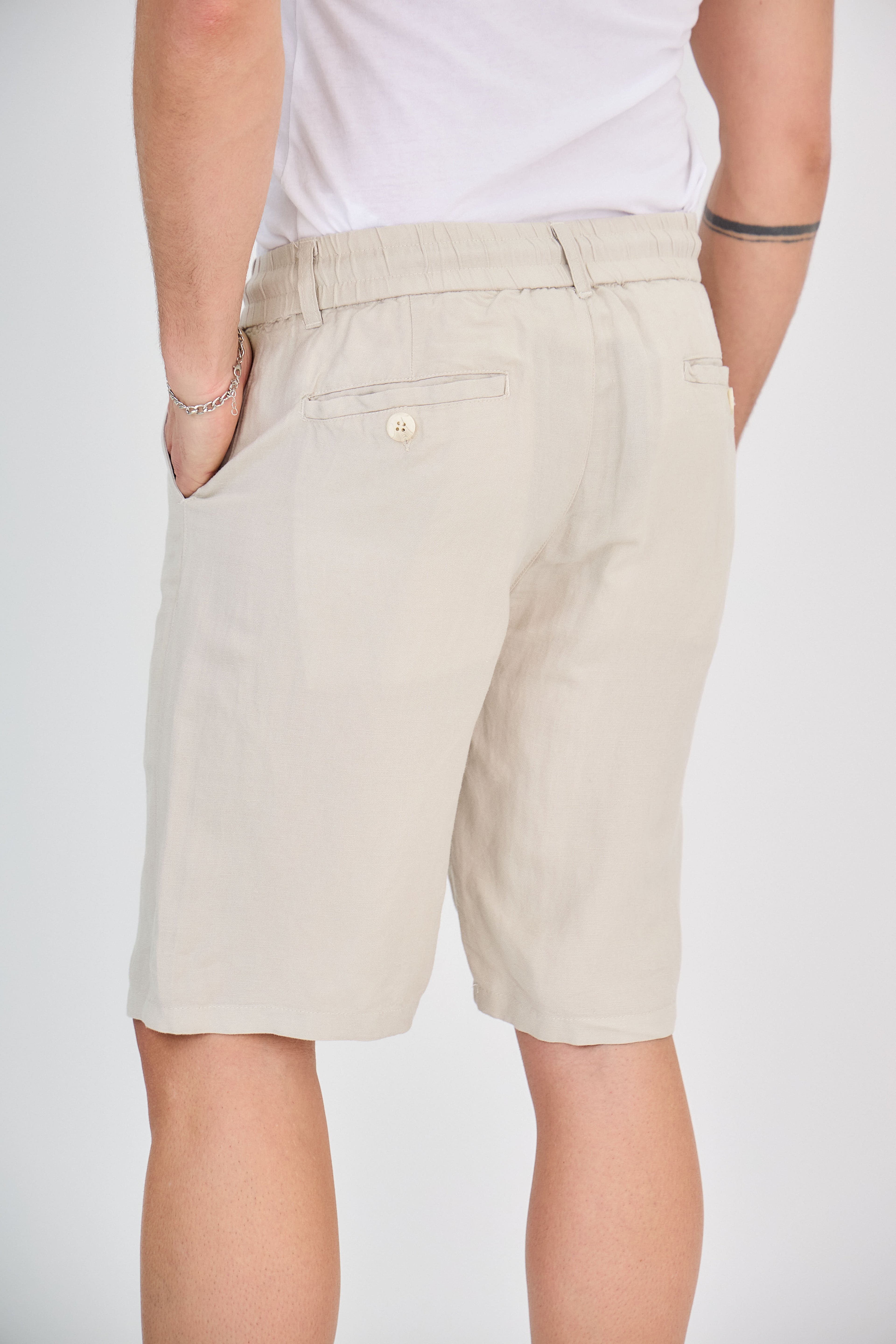 Beige Linen Shorts
