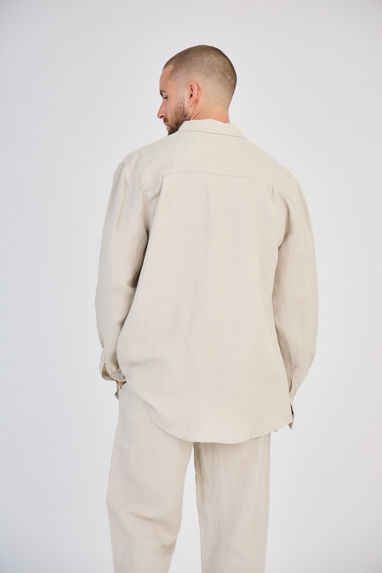 Chemise en Lin Manches Longues Beige