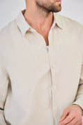Beige Long Sleeve Linen Shirt