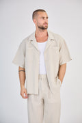 Beige Short Sleeve Linen Shirt
