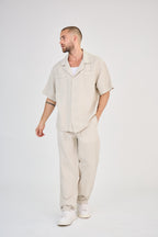 Beige Short Sleeve Linen Shirt