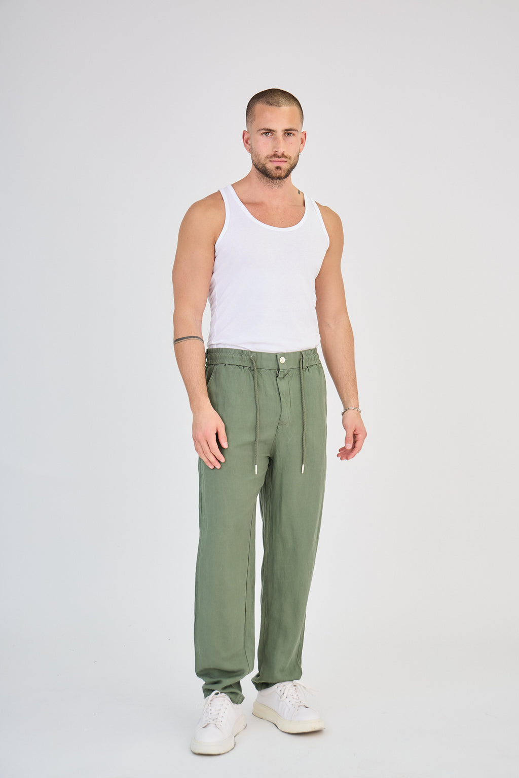 Pantalon en Lin Vert