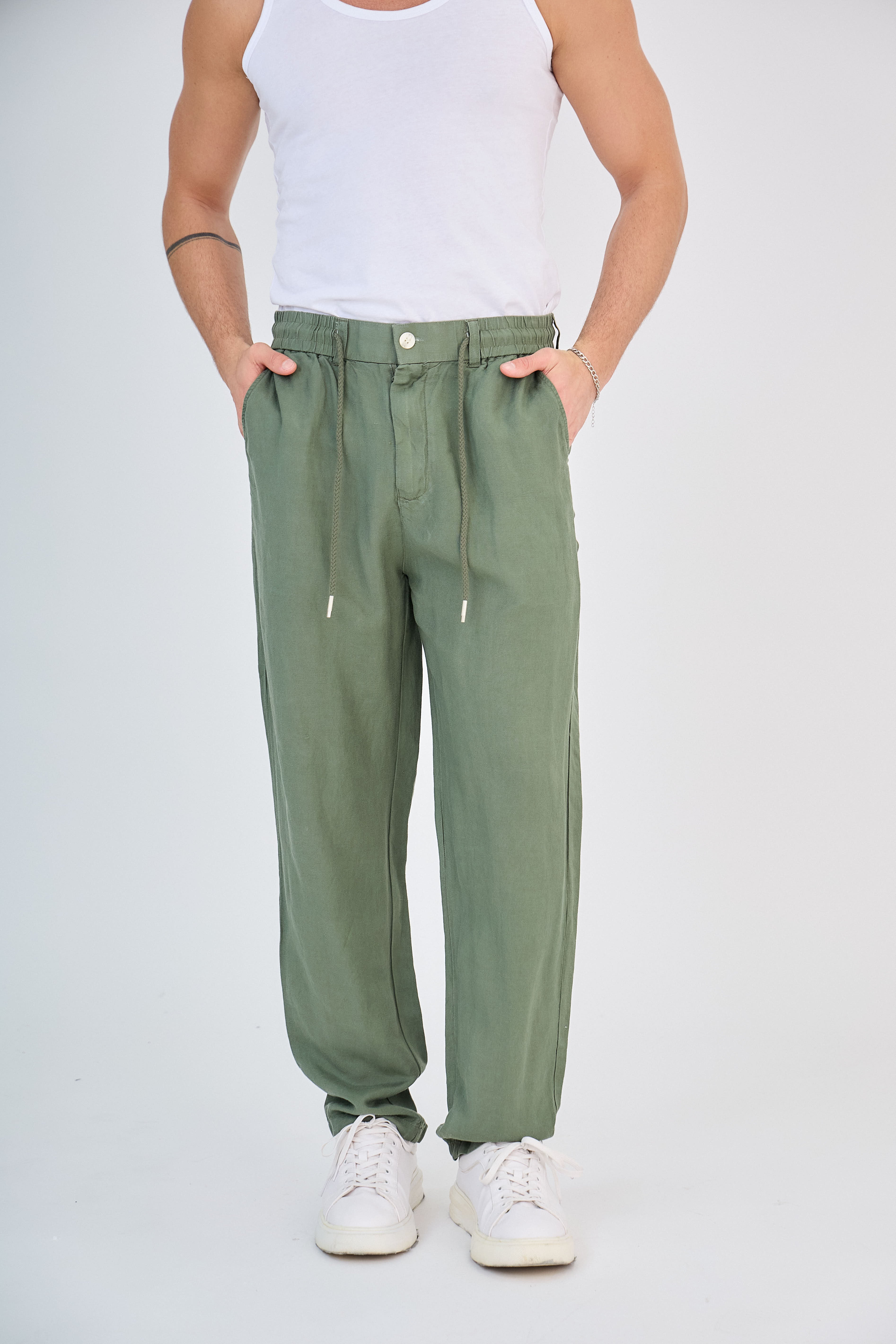 Pantalon en Lin Vert