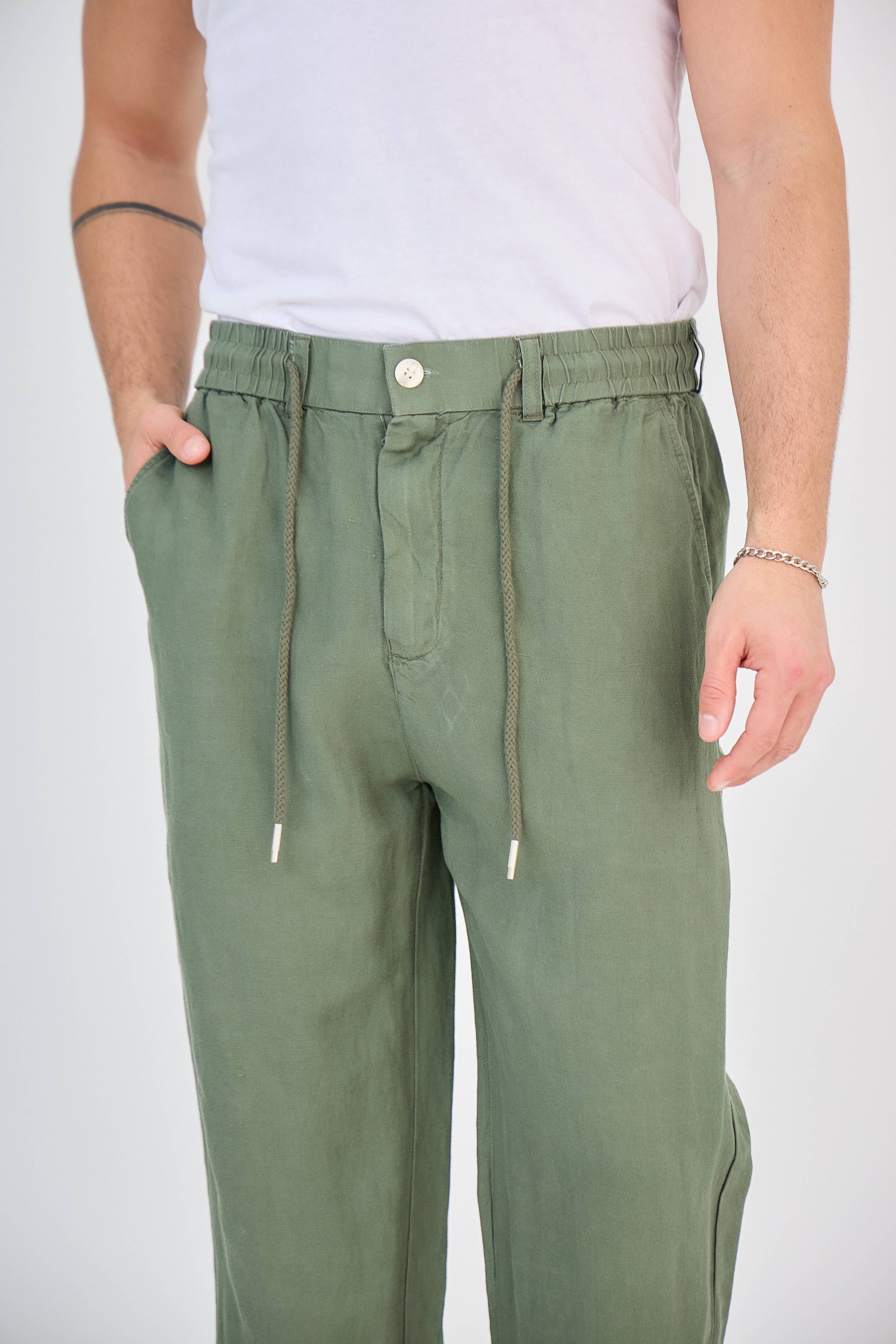 Pantalon en Lin Vert
