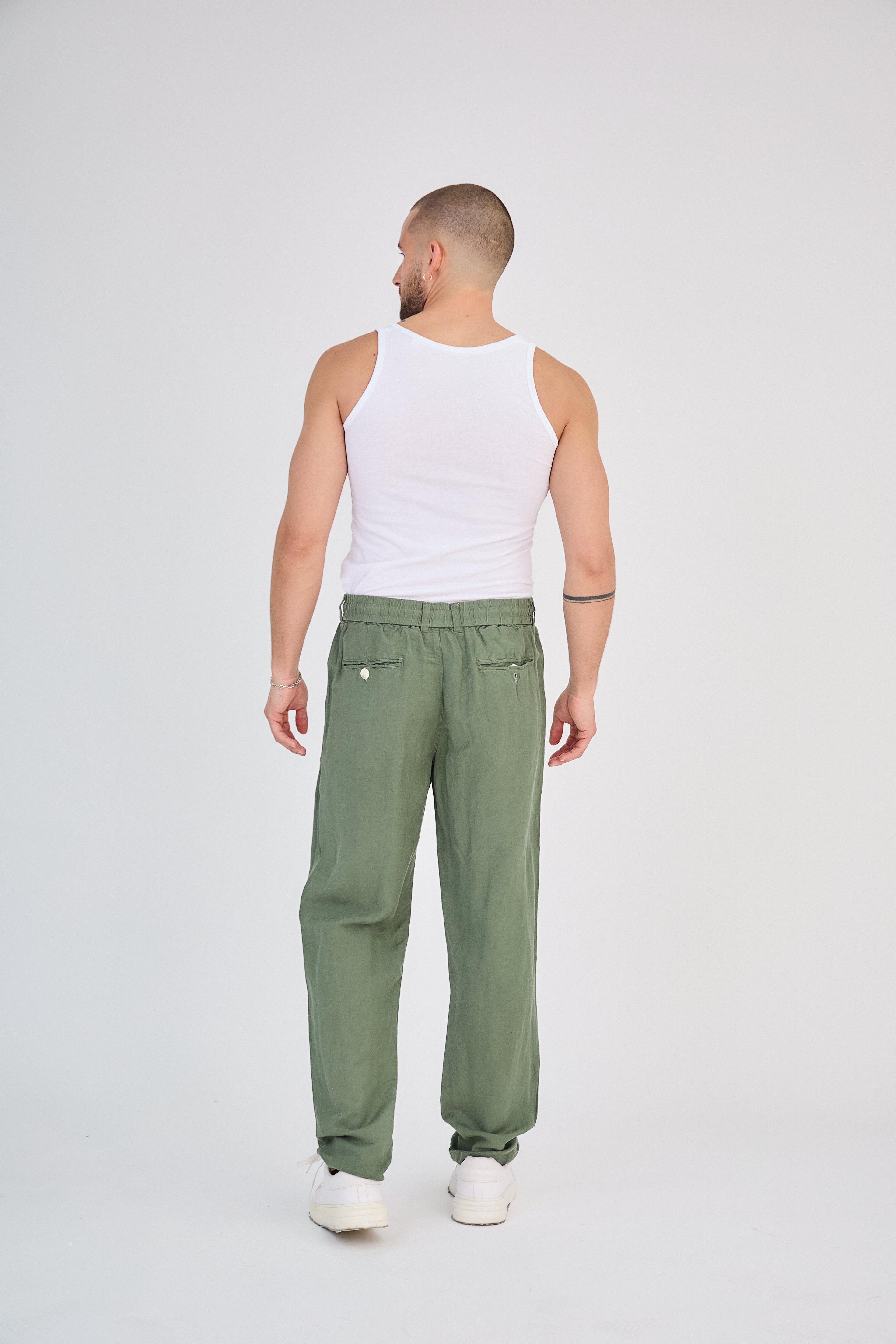 Pantalon en Lin Vert