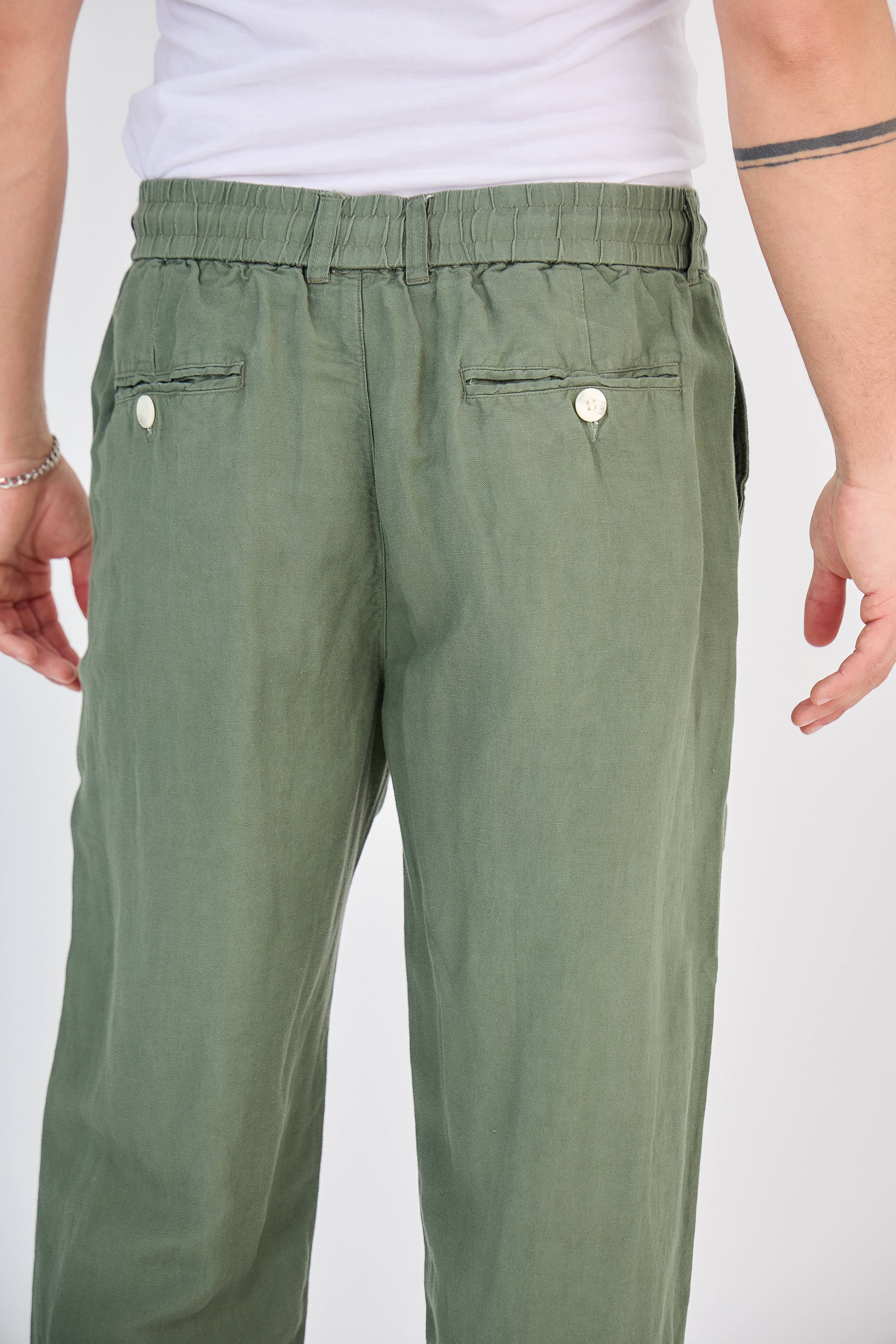 Pantalon en Lin Vert