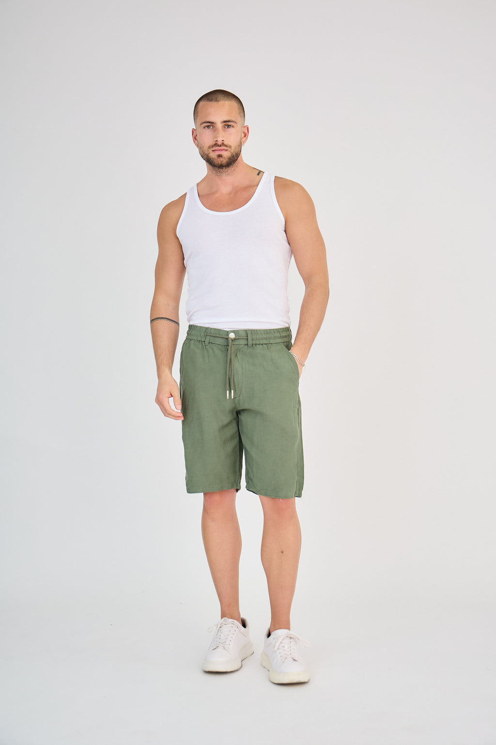 Short en Lin Vert