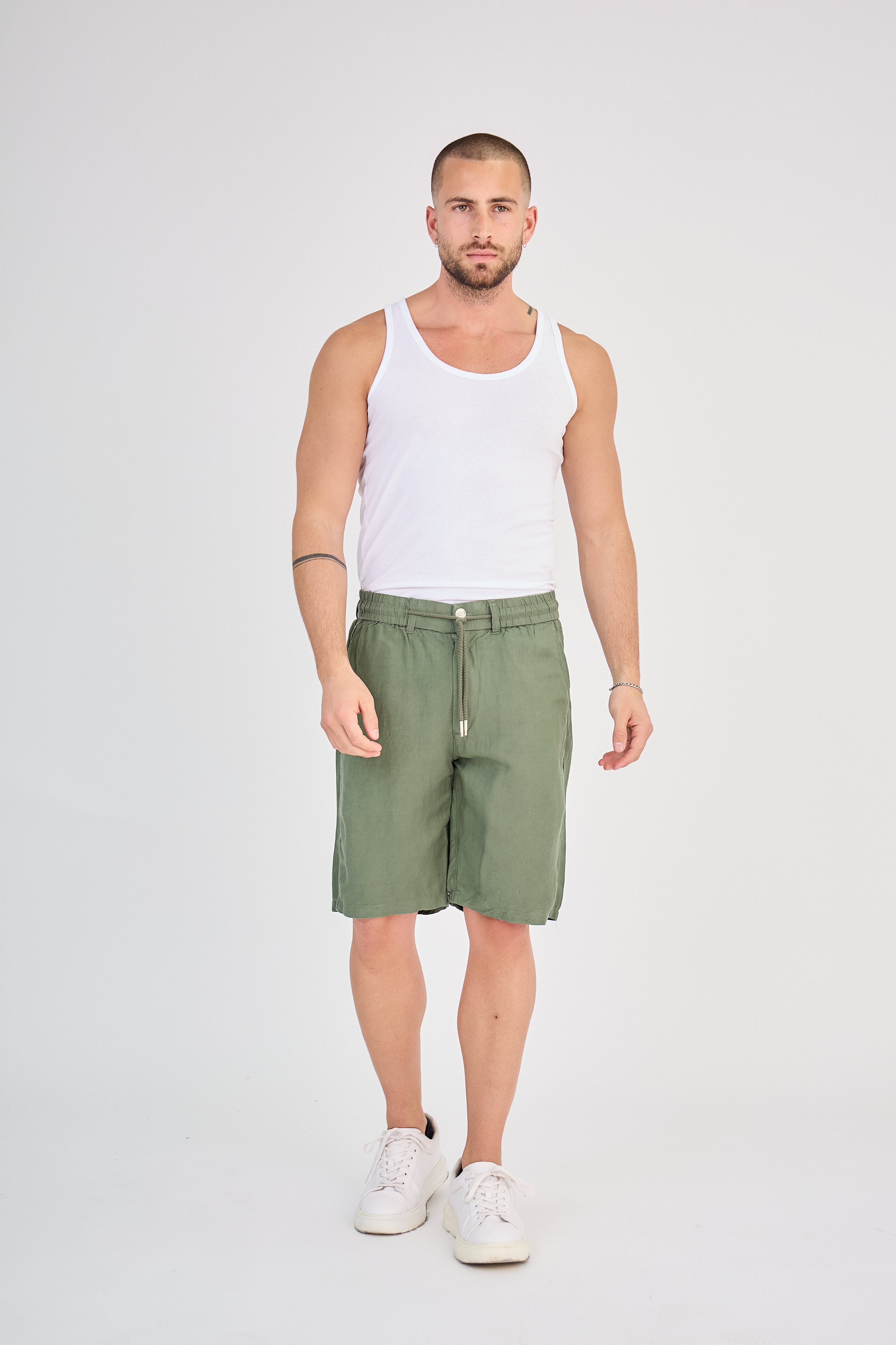 Short en Lin Vert