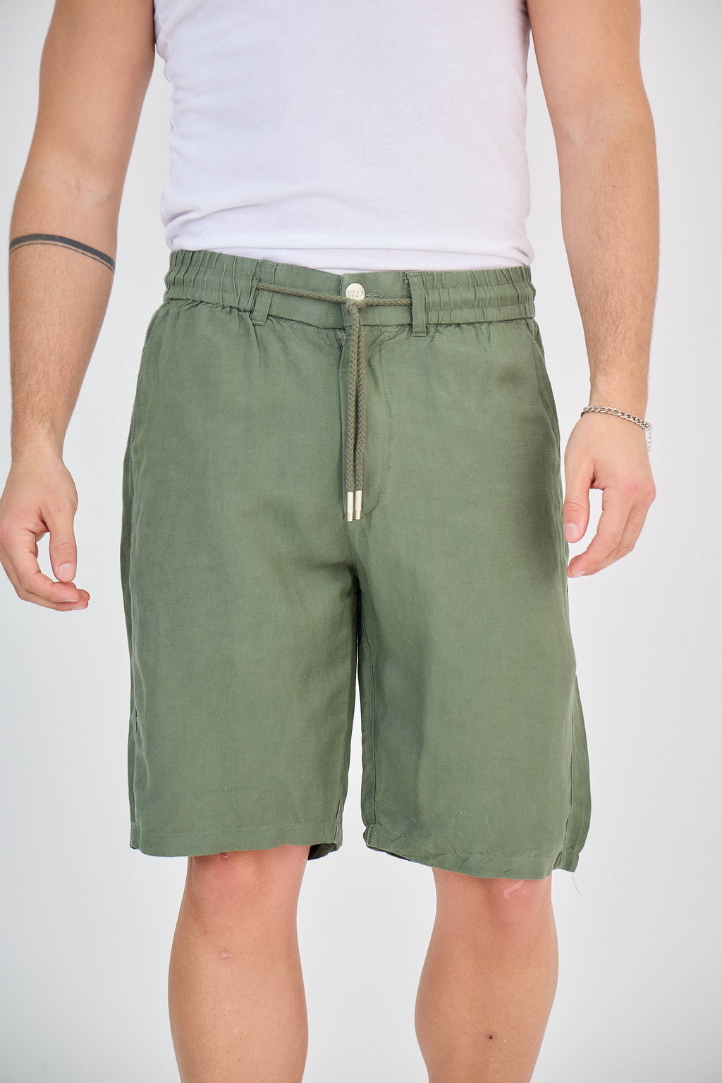 Short en Lin Vert