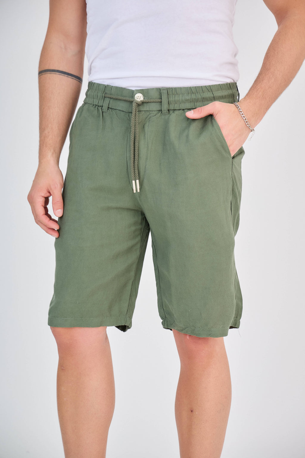 Short en Lin Vert