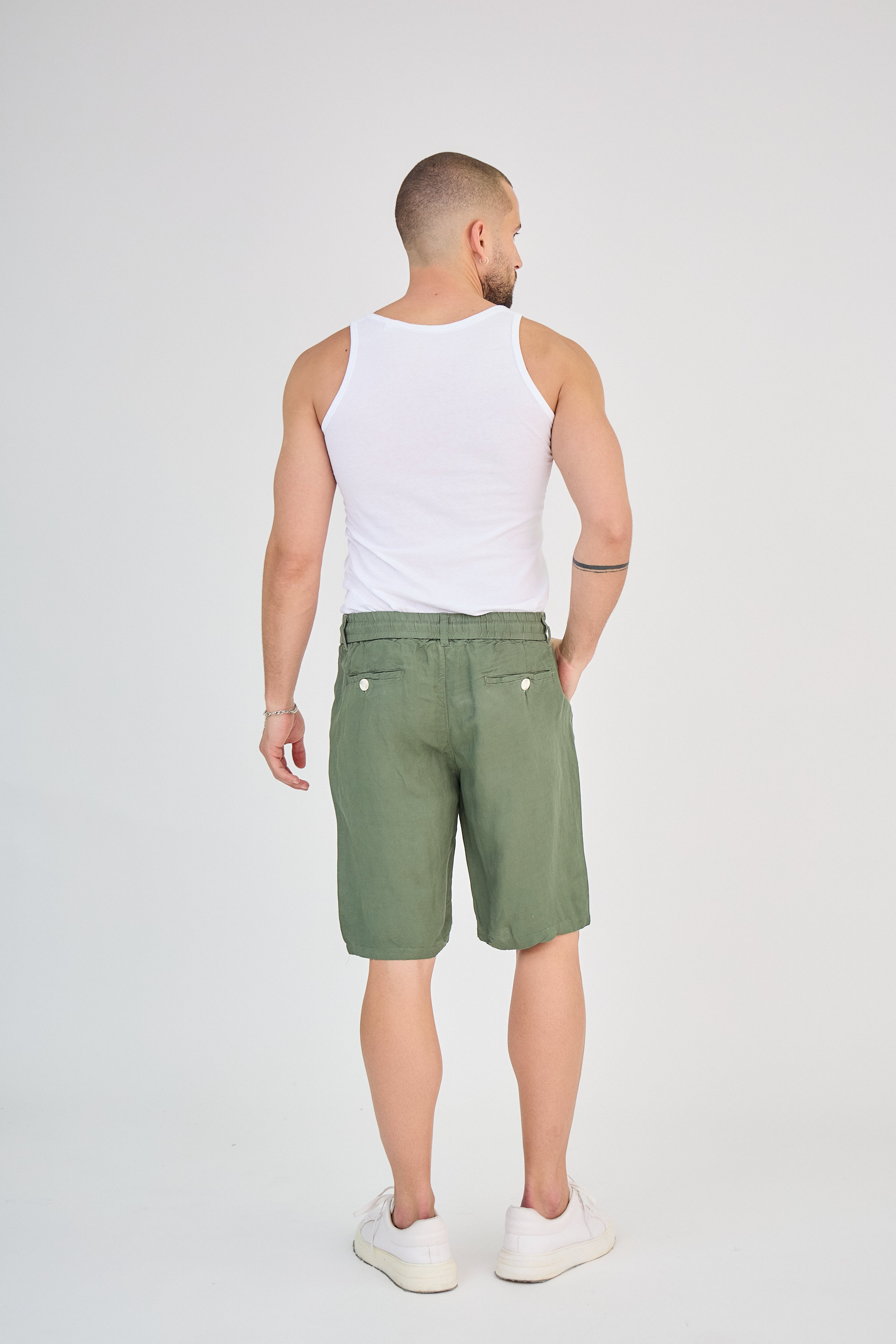 Short en Lin Vert