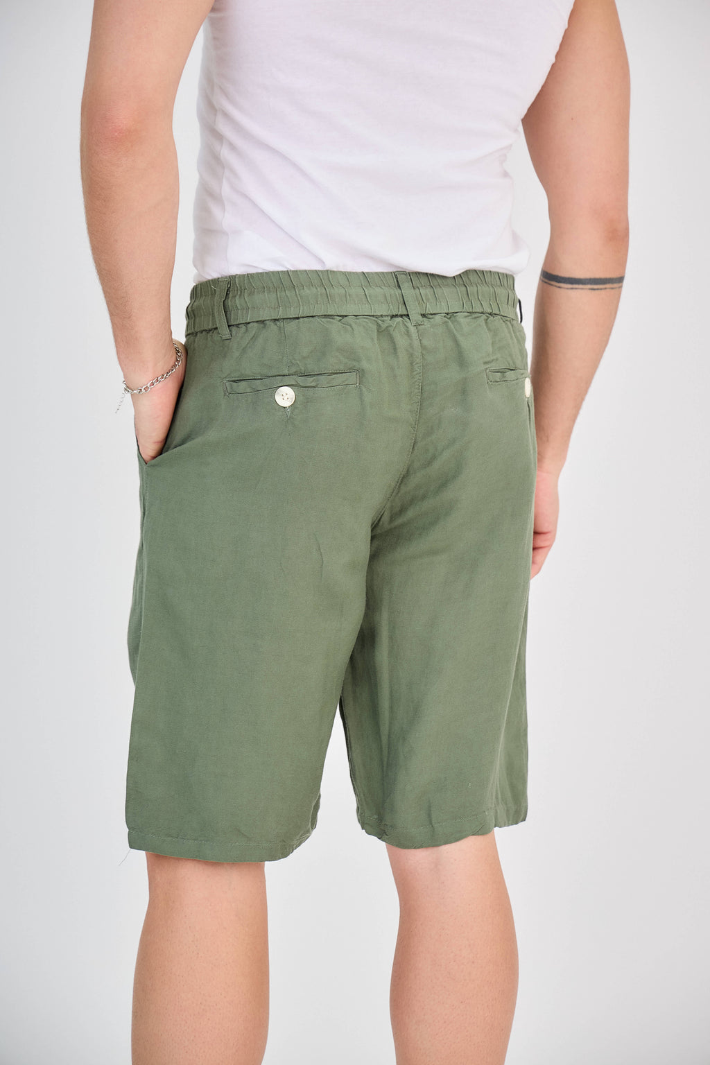Short en Lin Vert