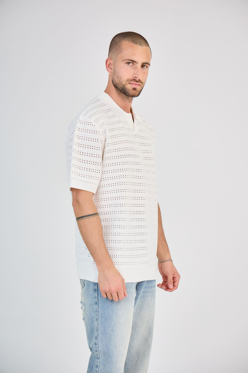 Polo en Maille Blanc