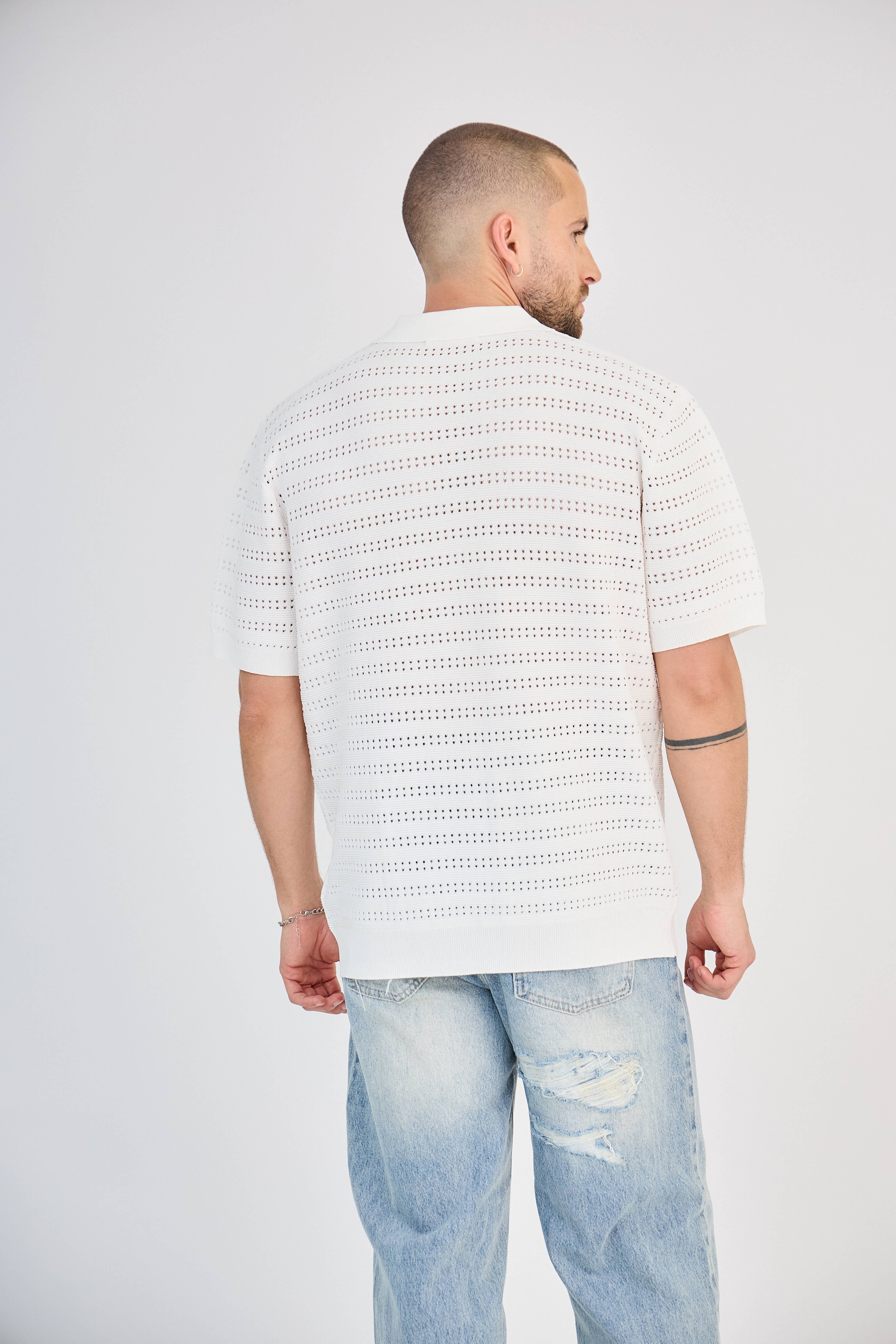 Polo en Maille Blanc