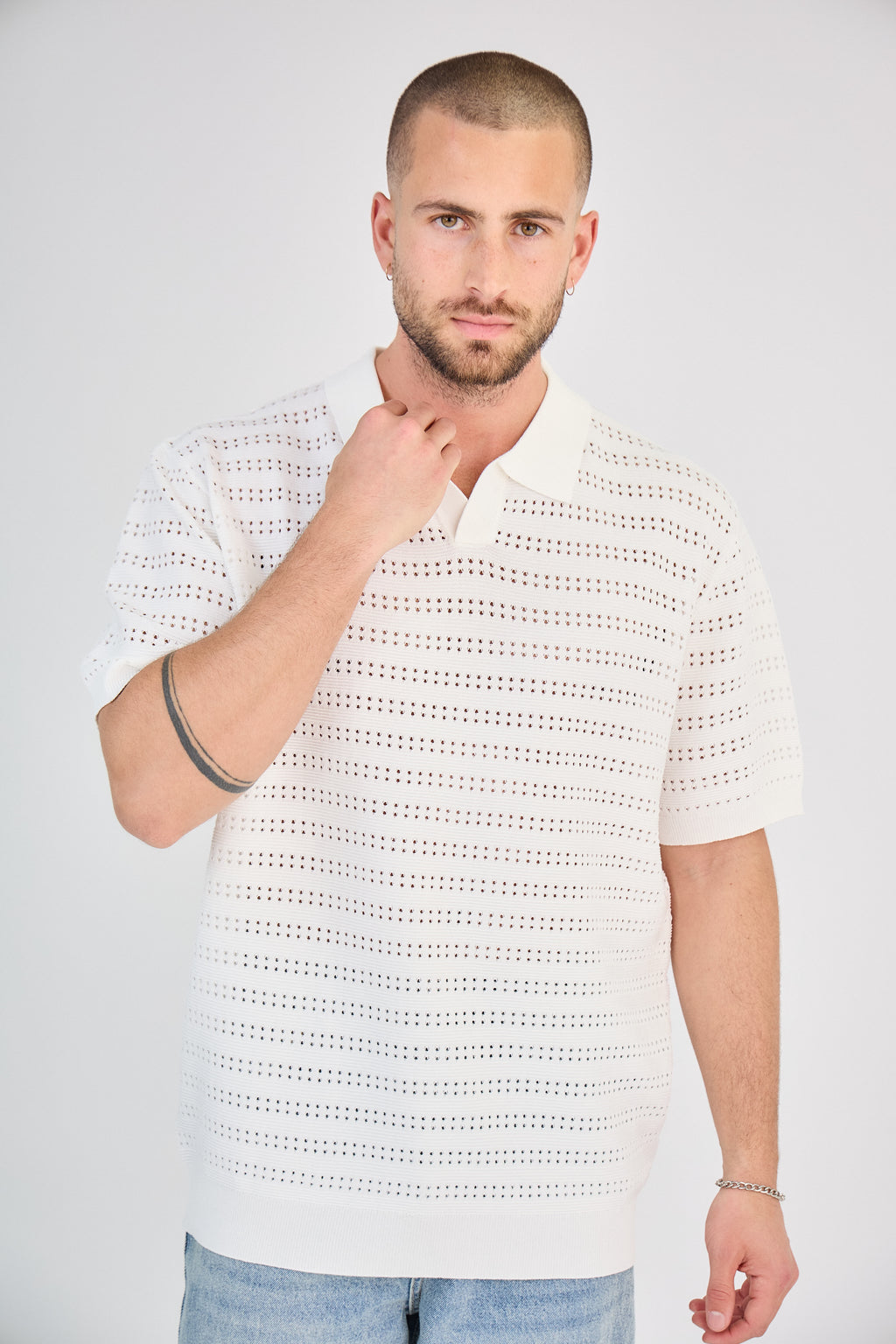 Polo en Maille Beige
