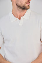 White Textured Pique Polo Shirt