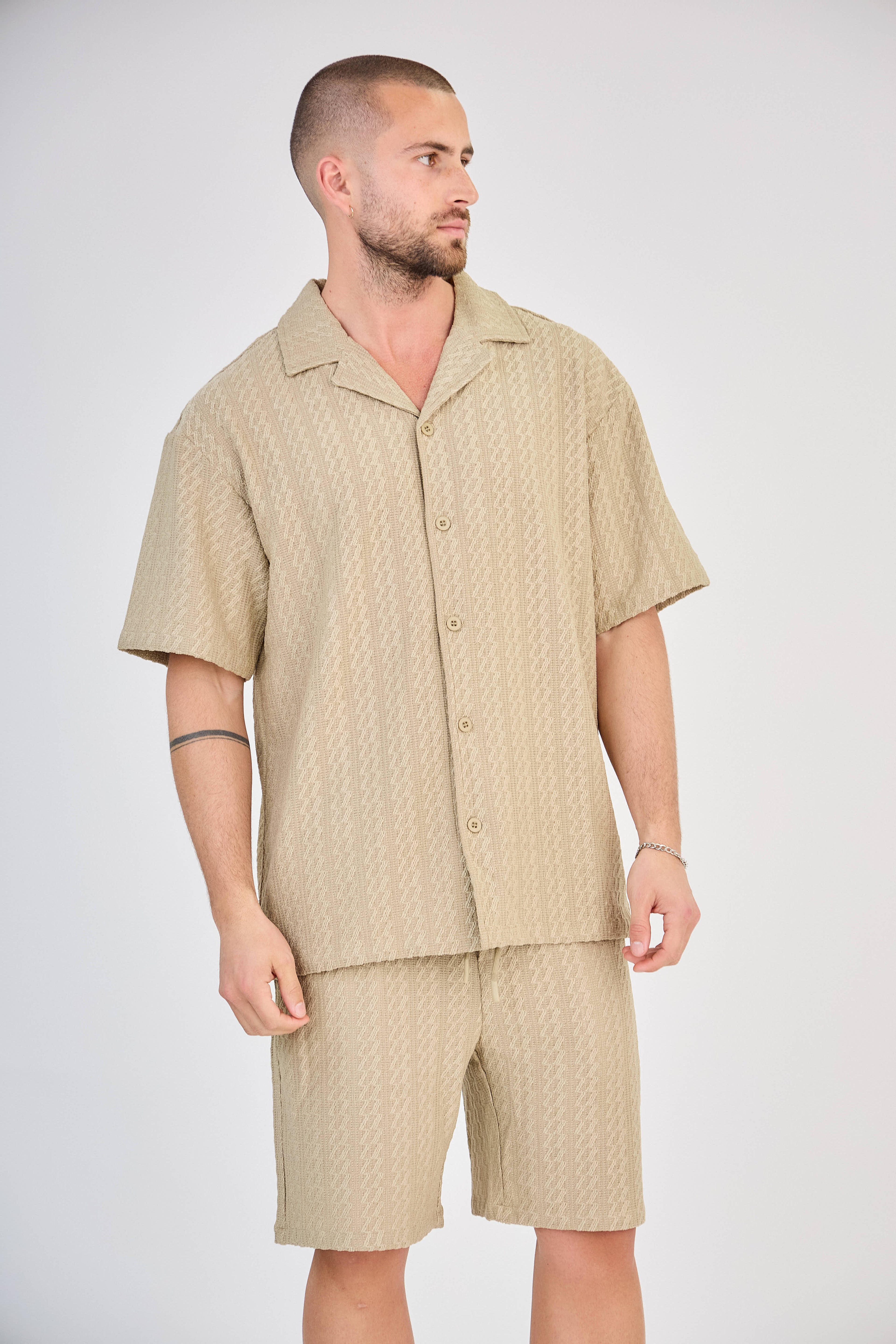 Ensemble Homme en Maille Ajourée - Taupe