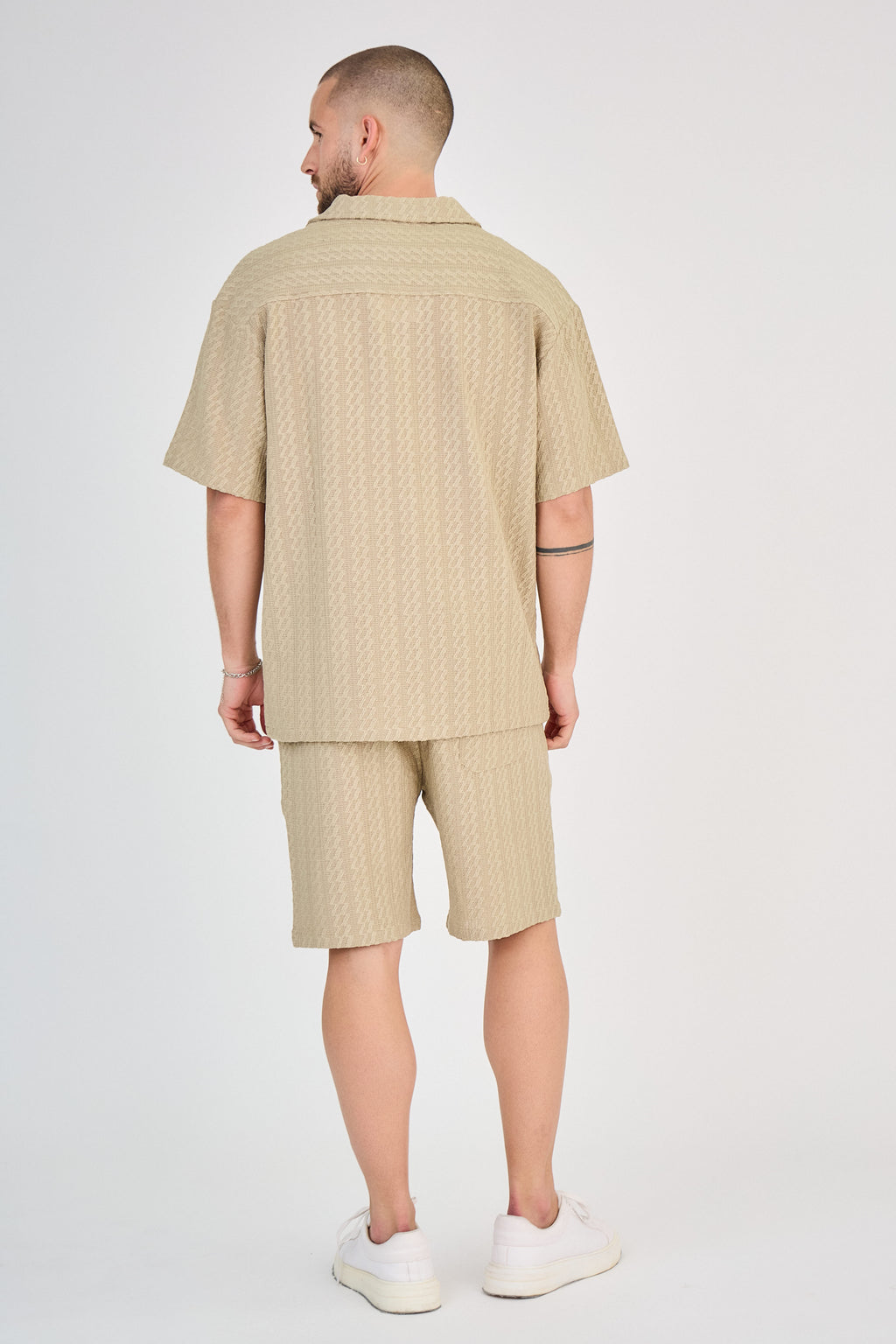 Ensemble Homme en Maille Ajourée - Taupe