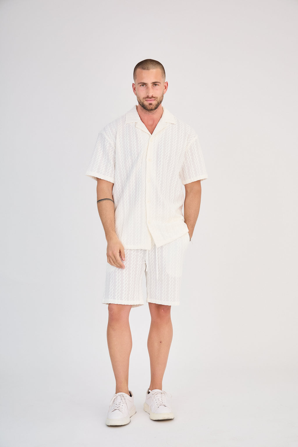 Ensemble Homme en Maille Ajourée - Taupe