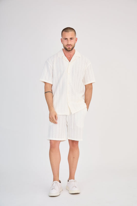 Ensemble Homme en Maille Ajourée - Blanc