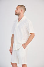 Men's Openwork Knit Set - White