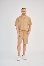 Men's Openwork Knit Set - Taupe