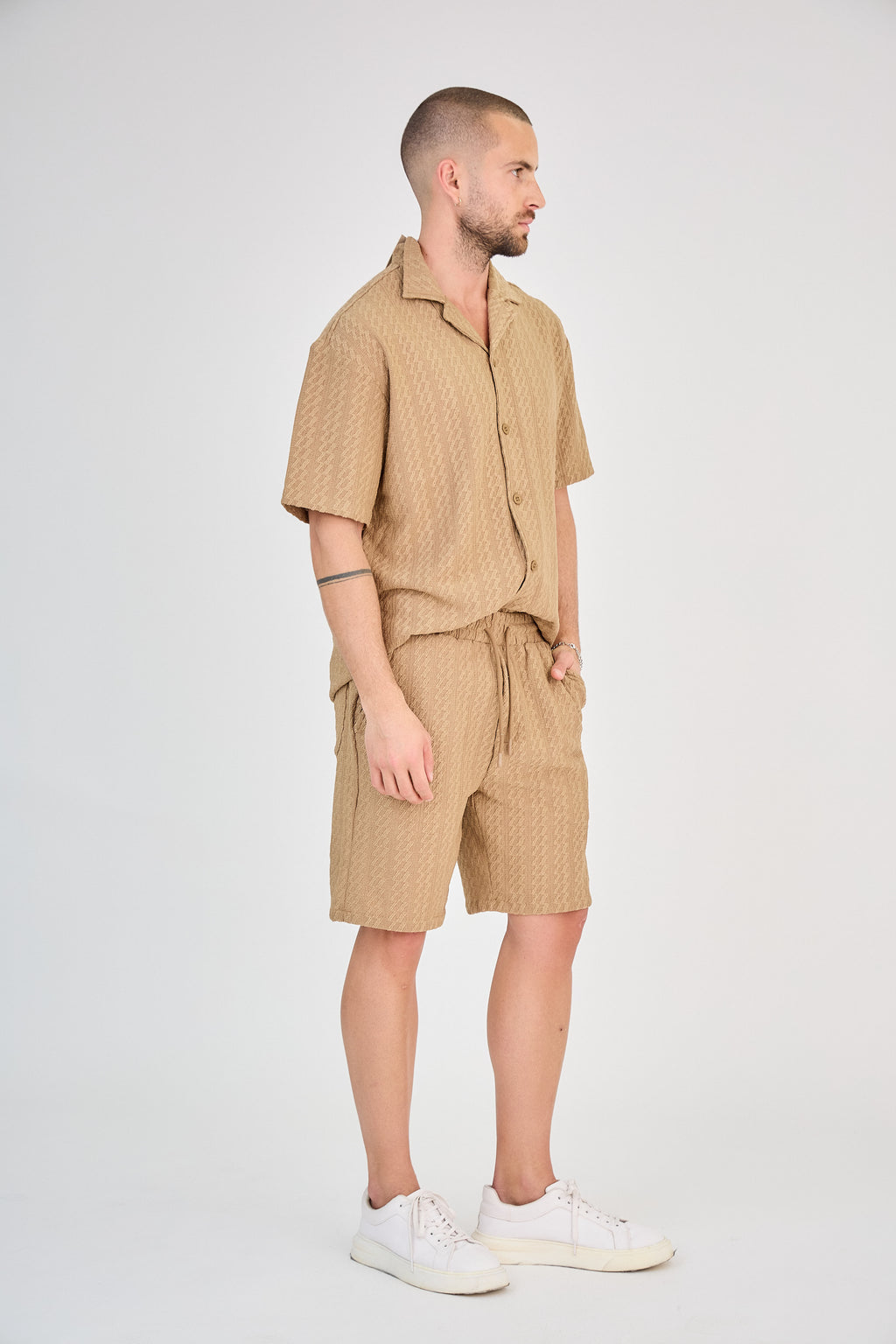 Men's Openwork Knit Set - Khaki