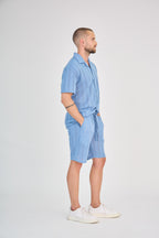 Striped Shirt &amp; Shorts Set - Blue